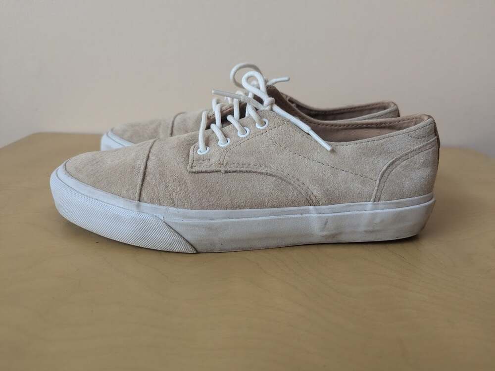 Vans Classic Lace Up Pig Suede Ginger Tan White Sneakers Low-Top Shoes Mens 8